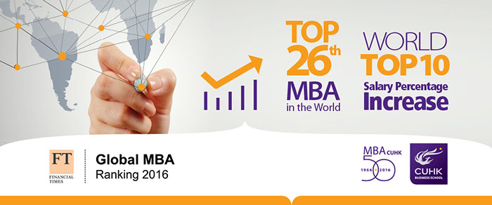 CUHK MBA Ranked 26th in Financial Times Global MBA Ranking 2016