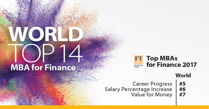 CUHK MBA Ranked World Top 14 MBA in Finance by Financial Times